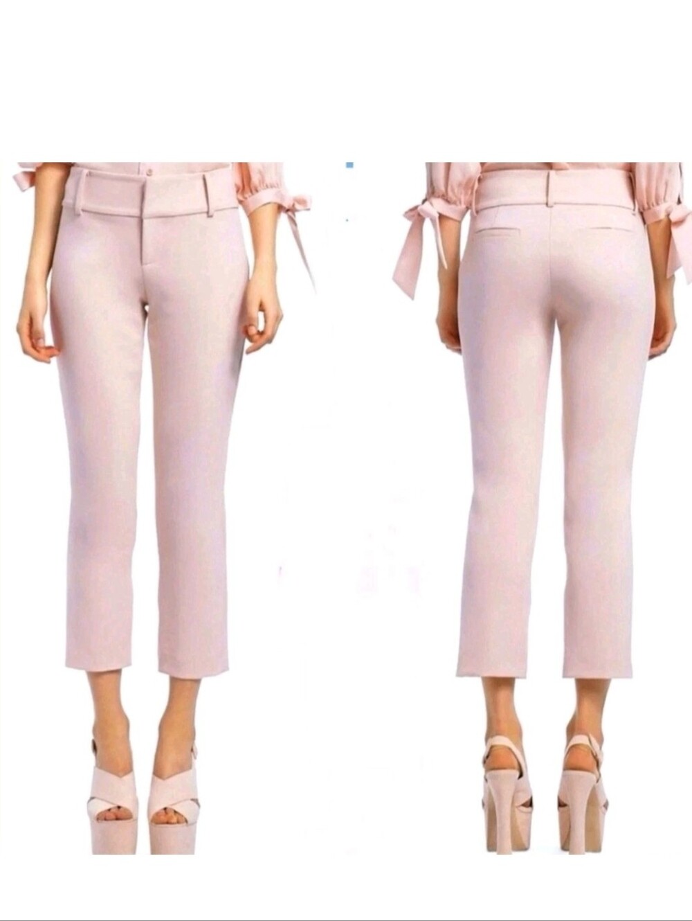 Alice + Olivia stacey fitted pink ankle crop pants Size 6 NWOT $398 - Picture 5 of 9